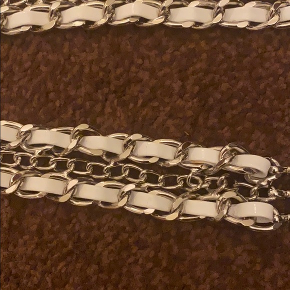 3/$20 - White silver belt heavy chain L - Picture 2 of 4
